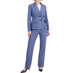 Le Suit Women's Belted Pant Suit 18W Wear to Work pale blue